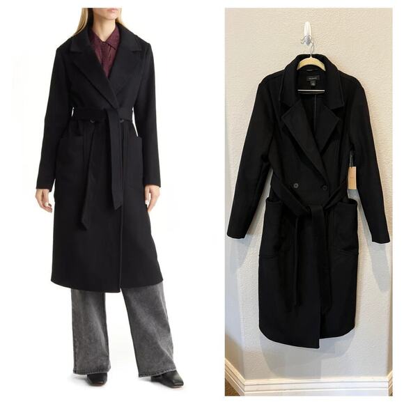 NWT Halogen Belted Wool Blend Coat Size Large - Picture 1 of 10